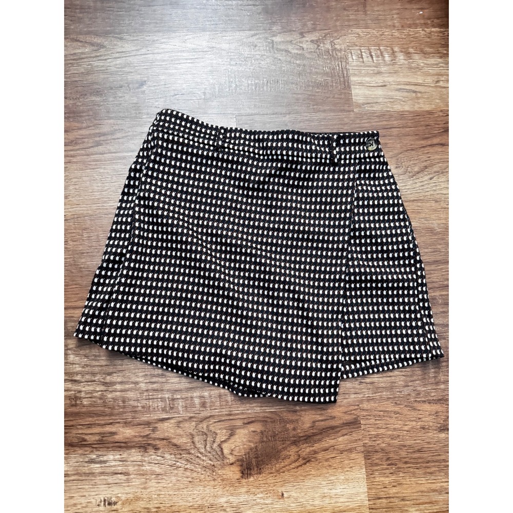George Girls XL Black White Textured Wrap Front Skort Elastic Back Waistband